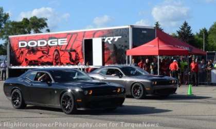 Hellcat Challengers at 2015 Roadkill Nights by Dodge