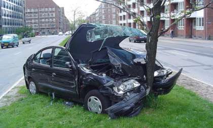 A car crash on Jagtvej in Copenhagen, Denmark.