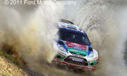 Jari-Matti Latvala and Miikka Anttila in their Ford Fiesta RS WRC at 2011 Wales 