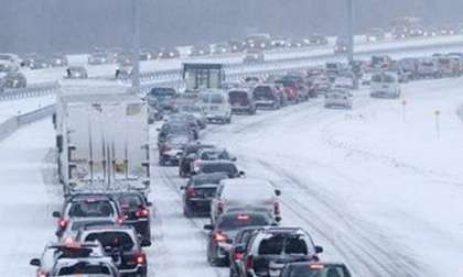 Driving in snowy road