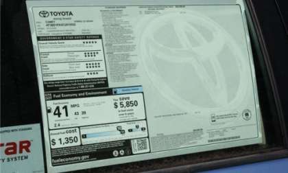 2012 Toyota Camry window sticker