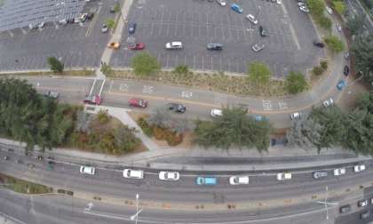 Drive Electric Week parade aerial view