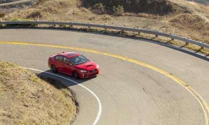 2015 Subaru WRX carves a mountain canyon road