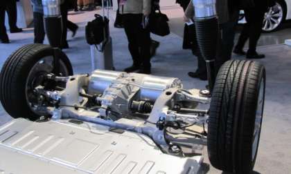 Chassis and rear suspension of Tesla S at NAIAS 2012