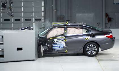 2013 Honda Accord in IIHS small overlap frontal crash test. (PRNewsFoto/Insuranc