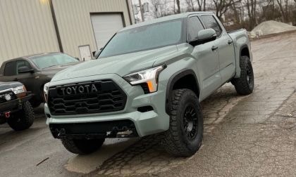 Image of a 2022 Toyota Tundra with a front end swap from a 2023+ Toyota Sequoia taken from Reddit thread