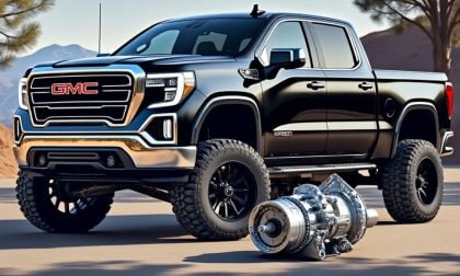 2024 GMC Sierra with its transmission next to it