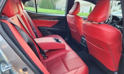 The red nice-looking interior of the 2025 Toyota Camry