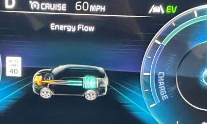 Energy flow between gas engine and battery in Kia Sorento PHEV