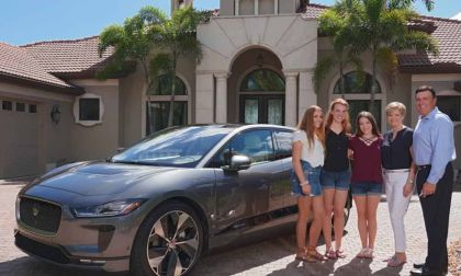 Image of family with battery electric vehicle courtesy of Jaguar US media