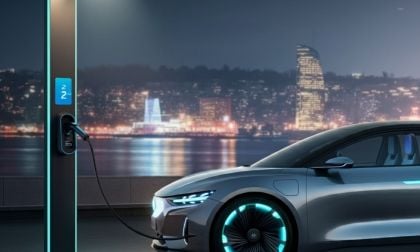 Gemini created image of EV charging from a streetlight