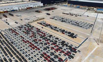 Tesla Giga Shanghai's Parking Lot with Vehicles Ready to Be Delivered