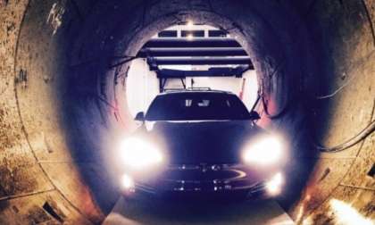 Tesla Model S in Hyperloop Tunnel