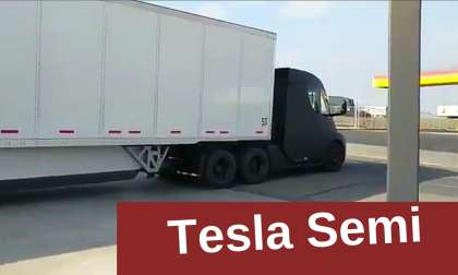 Tesla Semi truck is backing up for charging