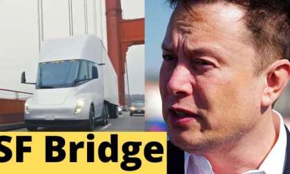 Tesla Semi driving on San Francisco Bridge